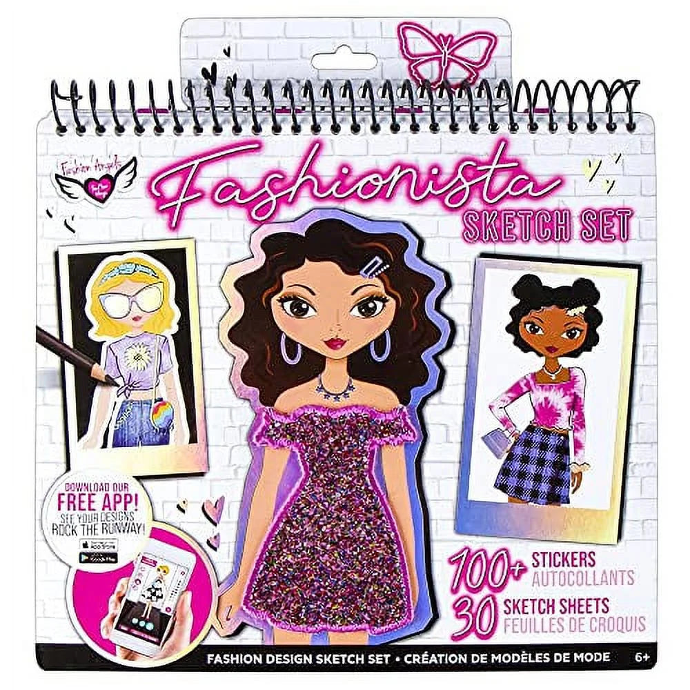 Fashion Design Sketch Portfolio - Sketch Book For Beginners, Sketch Pad With Stencils And Stickers For Kids 6 And Up, Brown(Covers May Vary)