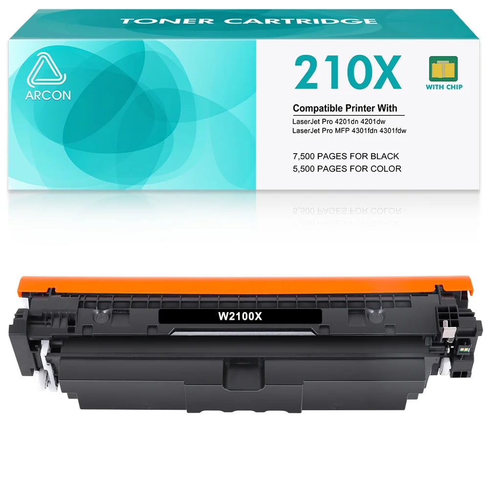 210X Toner (With Chip) Compatible for HP 210X Toner cartridges 1-Pack Black Printer Ink for HP 210X W2100X Color Laserjet Pro MFP 4301fdw 4301fdn Pro 4201dw 4201dn