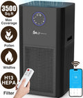 DR. J Professional HEPA Air Purifier for Large Rooms 3500 Sq.ft, WiFi Air Purifiers for Allergies and Asthma, Pollen, Wildfire, Smoke, Pet Dander&Odor, Dust