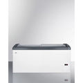 Curved top commercial ice cream freezer made in Denmark, with sliding glass lid, digital thermostat, novelty baskets, and 14.8 cu.ft. interior