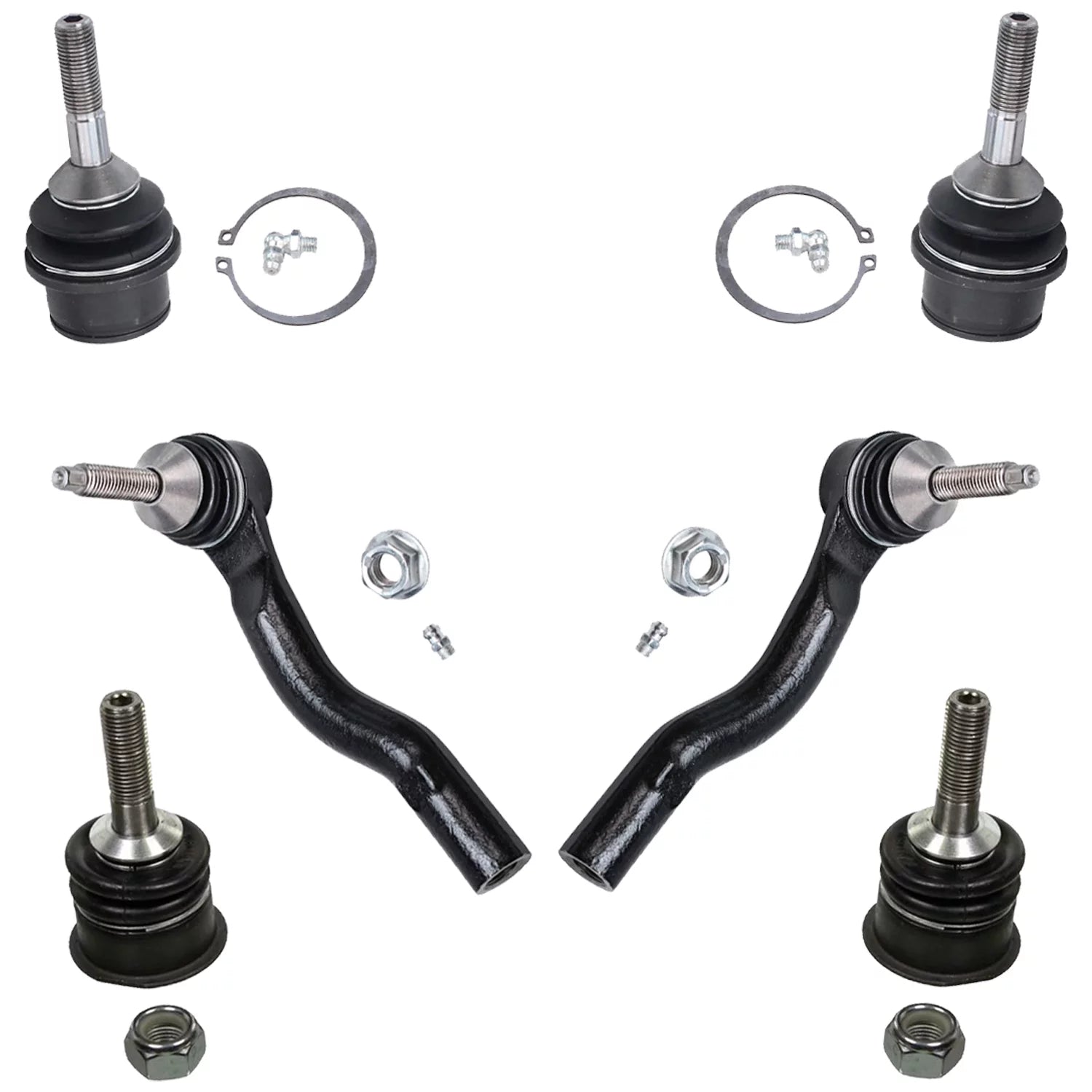 Detroit Axle - Front Ball Joints Tie Rods Kit for 2003-2005 Ford Crown Victoria Lincoln Town Car Mercury Grand Marquis Marauder Replacement 4 Upper & Lower Ball Joints 2 Out Tie Rods