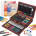 Creative Art Set - Deluxe Wooden Crafts Drawing Painting Kit with Watercolor Paints, Brushes, Sketch Pads, Canvas Boards, Palette - Perfect Gift for Adults, Teens, Kids, Beginners - Art Supplies