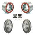 Transit Auto - Front Wheel Bearing With Coated Disc Brake Rotors And Semi-Metallic Pads Kit For 2004 Toyota Camry 296mm Diameter Rotor Stepped Hat Design KBB-101658