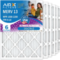 16x24x2 Air Filter MERV 13 Comparable to MPR 1500 - 2200 & FPR 9 Electrostatic Pleated Air Conditioner Filter 6 Pack HVAC AC Premium USA Made 16x24x2 Furnace Filters by AIRX FILTERS WICKED CLEAN AIR.