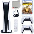 Sony Playstation 5 Disc Version (Sony PS5 Disc) with White Extra Controller, Headset, Media Remote, Borderlands 3 Ultimate Edition and Microfiber Cleaning Cloth Bundle