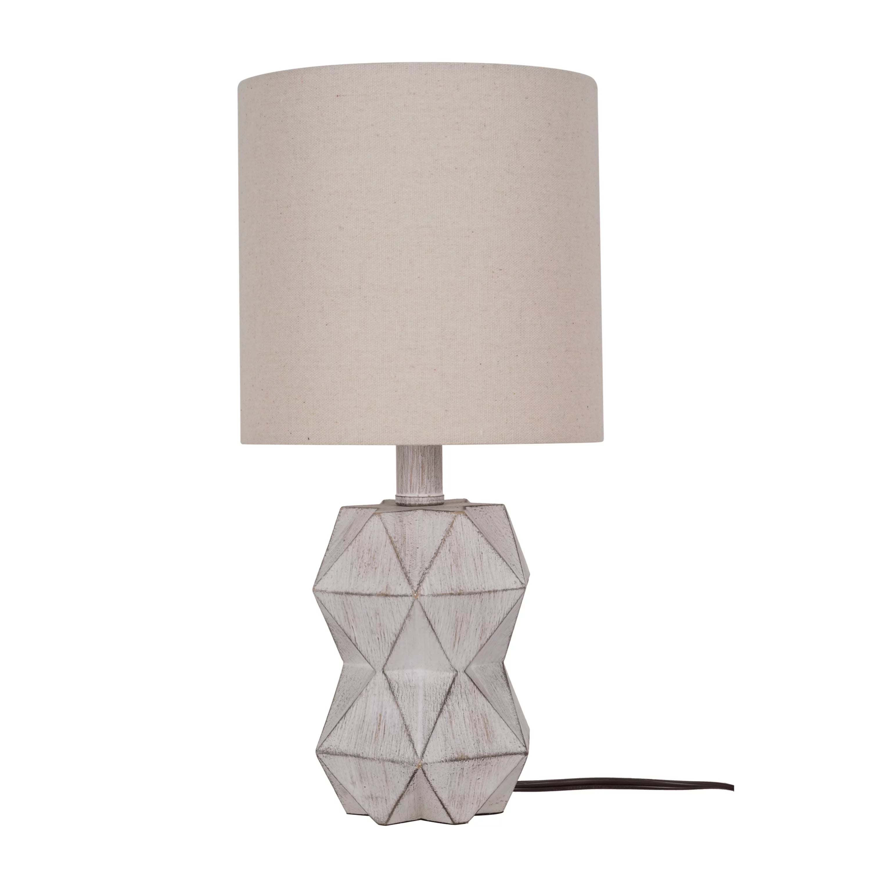 Better Homes & Gardens White Wash Faceted Faux Wood Table Lamp, 15.75H