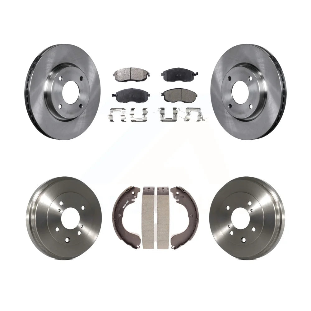 Transit Auto - Front Rear Disc Brake Rotors Ceramic Pads And Drum Kit For Nissan Sentra Versa Cube K8T-103656