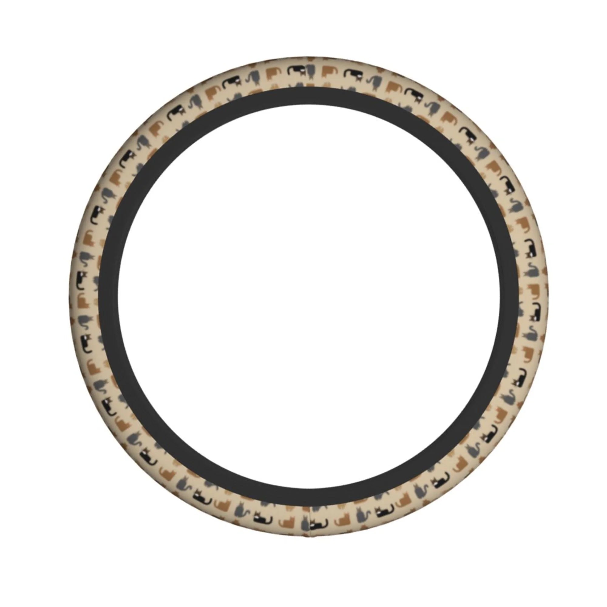 XMXY Car Steering Wheel Cover, Animal Cat Brown Background Non-Slip Jeep Truck Universal Elastic Steering Wheel Protector 15 inch