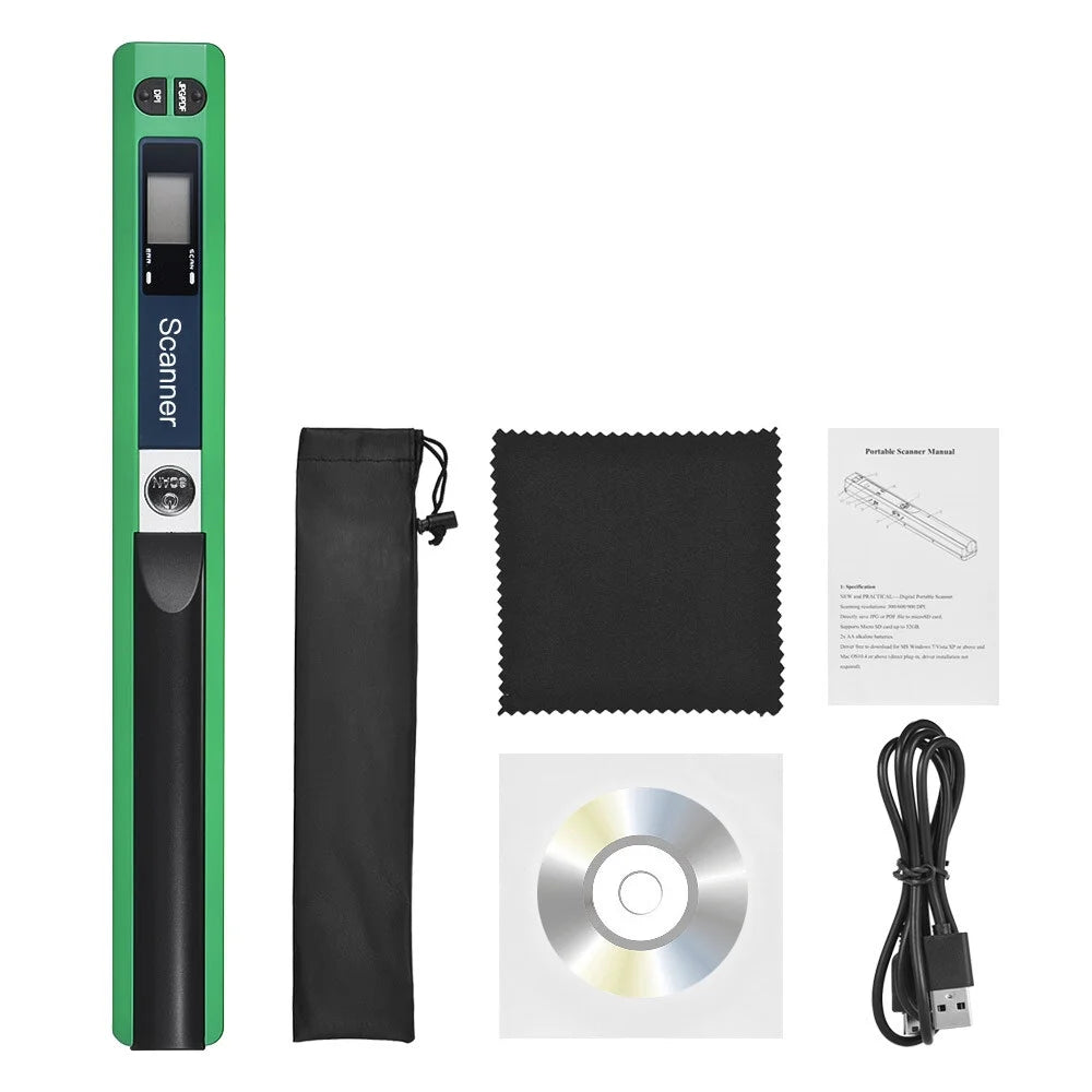 Portable Handheld Wand Wireless Scanner A4 Size 900DPI JPG/PDF Formate LCD Display with Protecting Bag for Business Document Reciepts Books Images