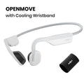 Shokz OpenMove Bone Conduction Wireless Bluetooth Headphones for Sports with Cooling Wristband (White)