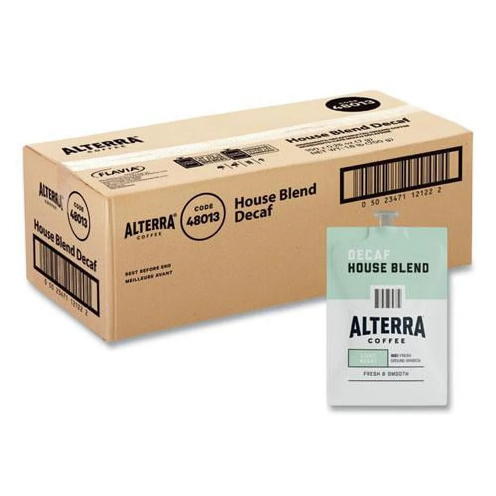 Flavia Alterra Decaf House Blend Coffee Freshpack, 0.25 oz Pouch, 100/Carton