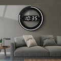 CNCEST Digital 12'' Wall Mount Clock Modern LED Round Alarm Clock Snooze 12/24 Hour Display (Black)