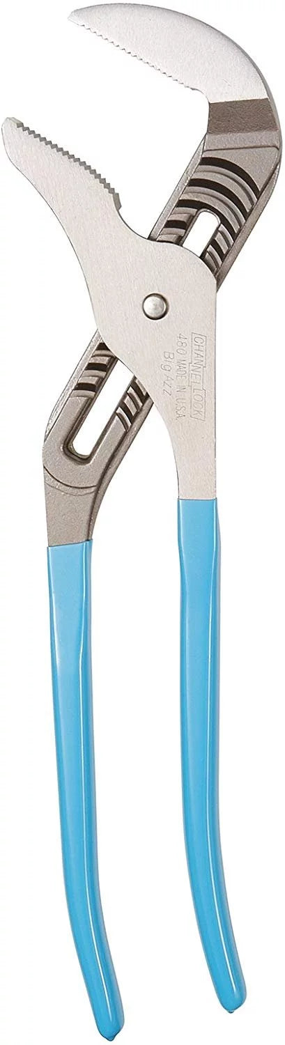 Channellock 480 BIGAZZ Tongue and Groove Pliers  20.25-Inch Straight Jaw Groove Joint Plier  5.5-Inch Jaw Capacity  Laser Heat-Treated 90 Teeth Forged High Carbon Steel  Made in USA