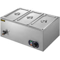 Food Warmer Bain Marie Steam Table Steamer Wet Heat 3-pan Heavy Gauge Pans 850w