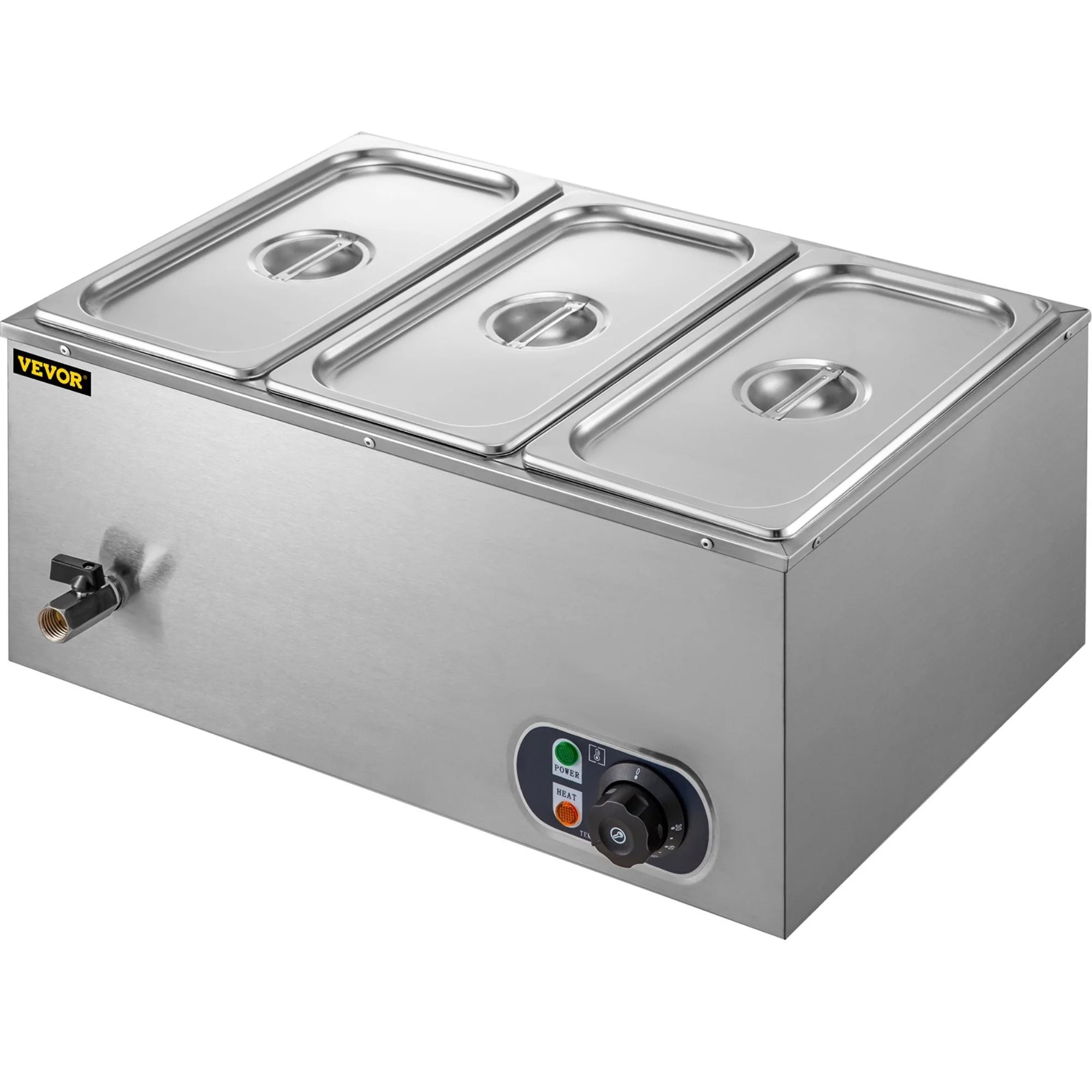 Food Warmer Bain Marie Steam Table Steamer Wet Heat 3-pan Heavy Gauge Pans 850w