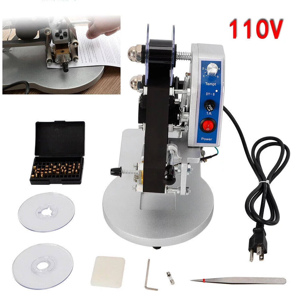 Hot Stamp Printer 110V Ribbon Manual Hot Foil Stamping Printer Date Code Machine 110V DY-8 Manual Ribbon Coding Hot Foil Stamping Machine Batch Date Code Printer