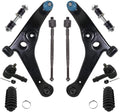 Detroit Axle - FWD Front End 10pc Suspension Kit for 02-07 Mitsubishi Lancer 2002 2003 2004 2005 2006 2007, 2 Lower Control Arms 4 Outer Inner Tie Rods 2 Sway Bars 2 Boots Replacement