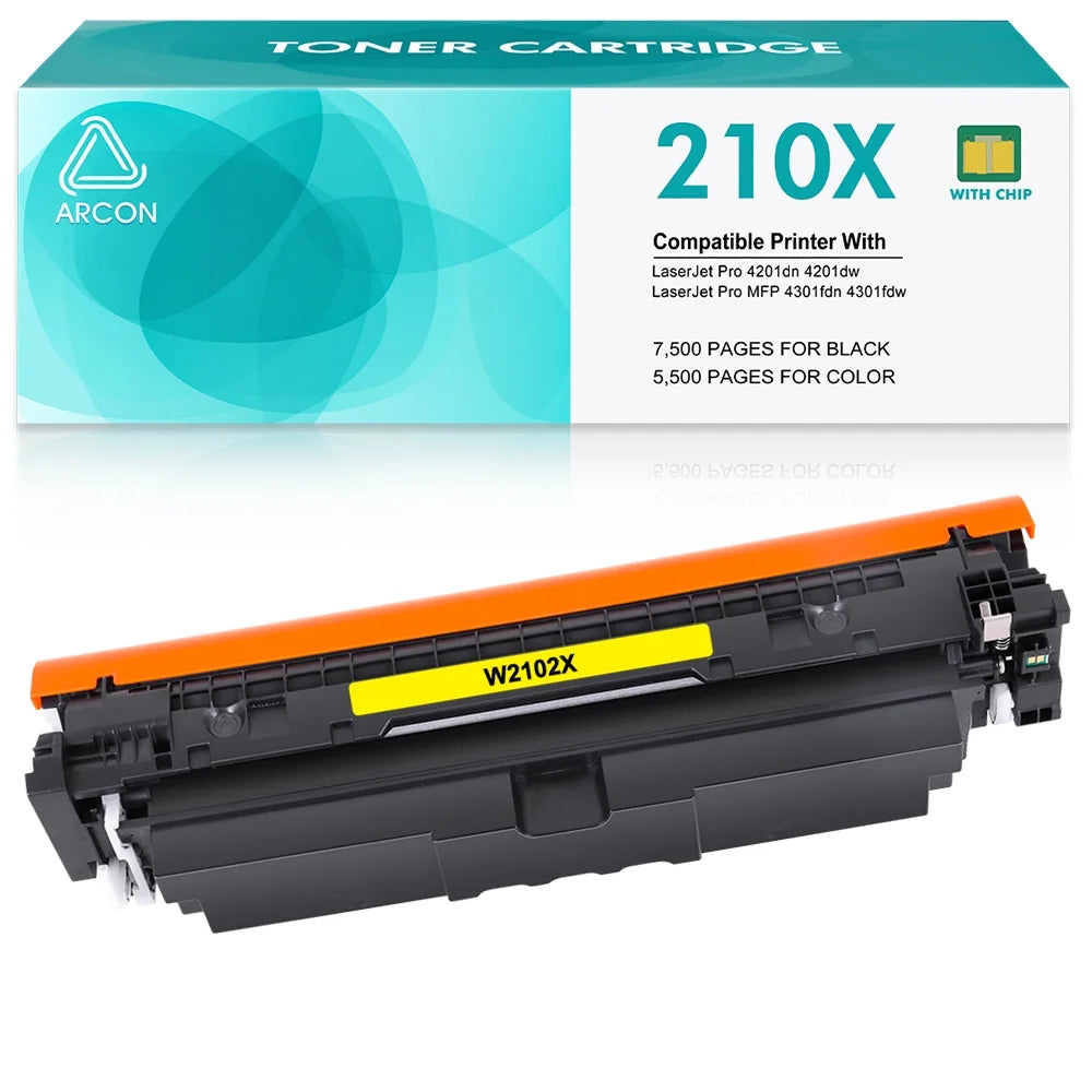 210X Toner (With Chip) Compatible for HP 210X Toner cartridges 1-Pack Yellow Printer Ink for HP 210X W2100X Color Laserjet Pro MFP 4301fdw 4301fdn Pro 4201dw 4201dn