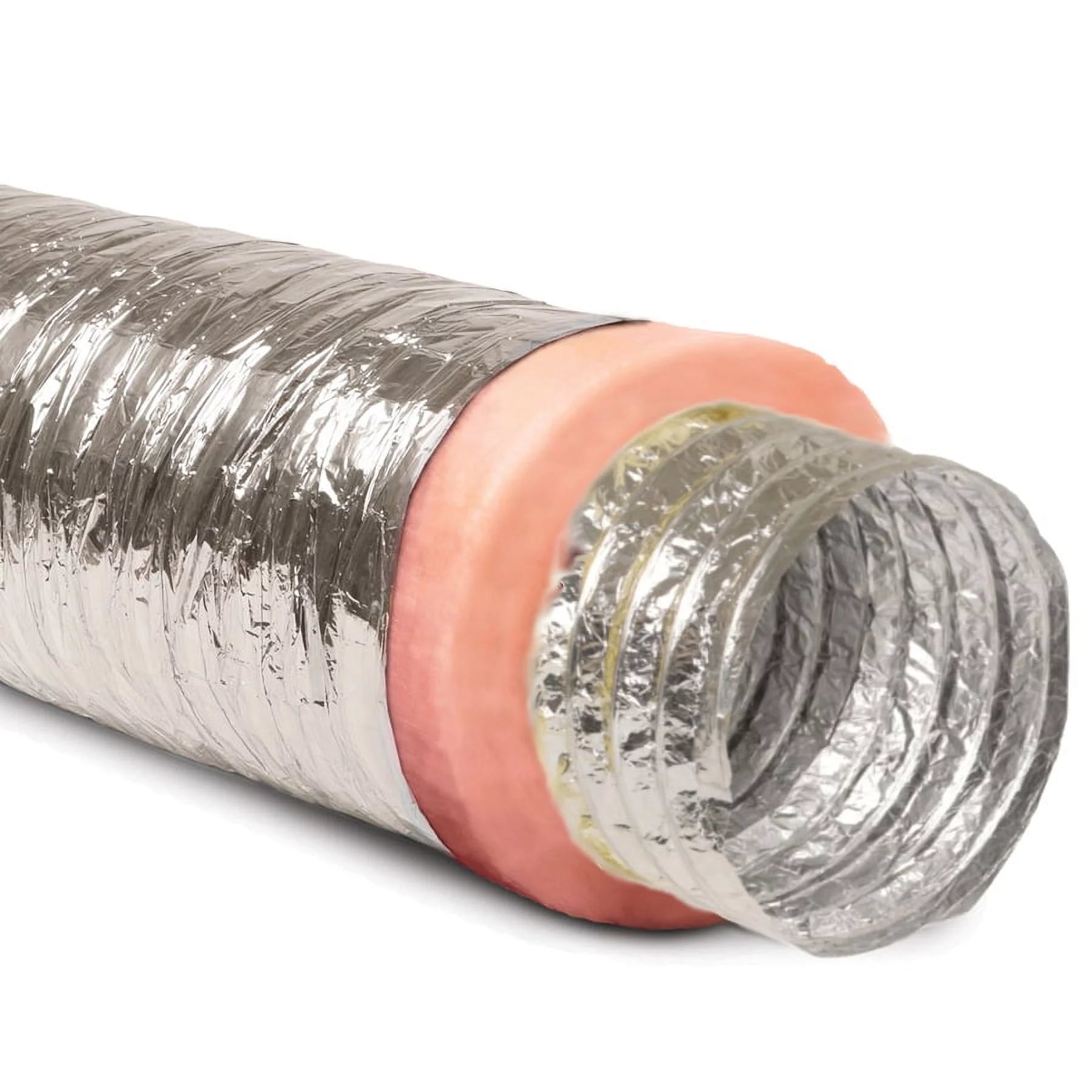 12 Inch Flexible Aluminum Ducting Hose Insulated R-8.0 Air Duct Pipe for for Heavy Duty HVAC & Exhaust Ductwork Insulation - 25' Feet Long - In Accordance with UL 181