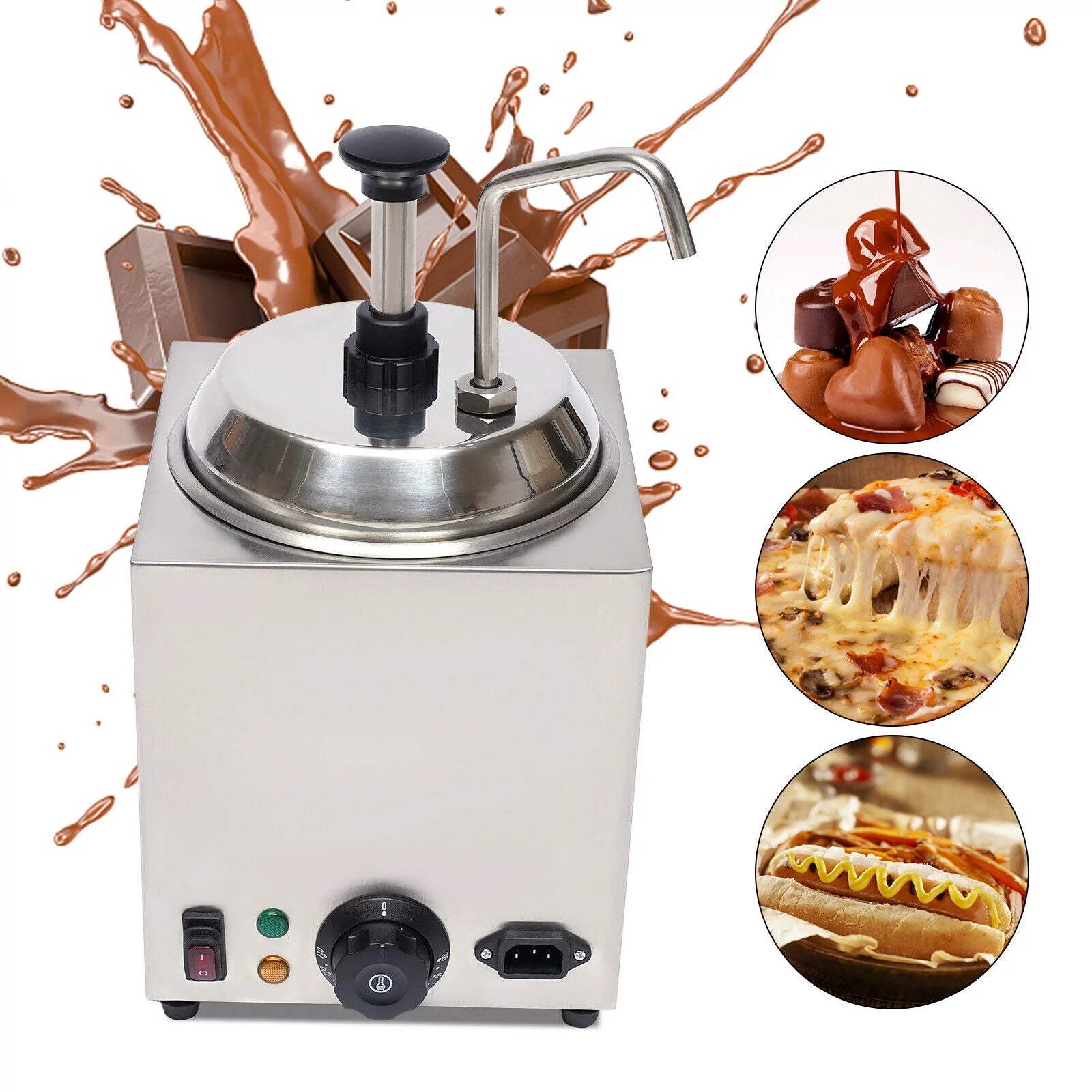 Oukaning 2.6Qt Electric Countertop Nacho Cheese Sauce Warmer Pump Dispenser£¬650W Stainless Steel Warmer