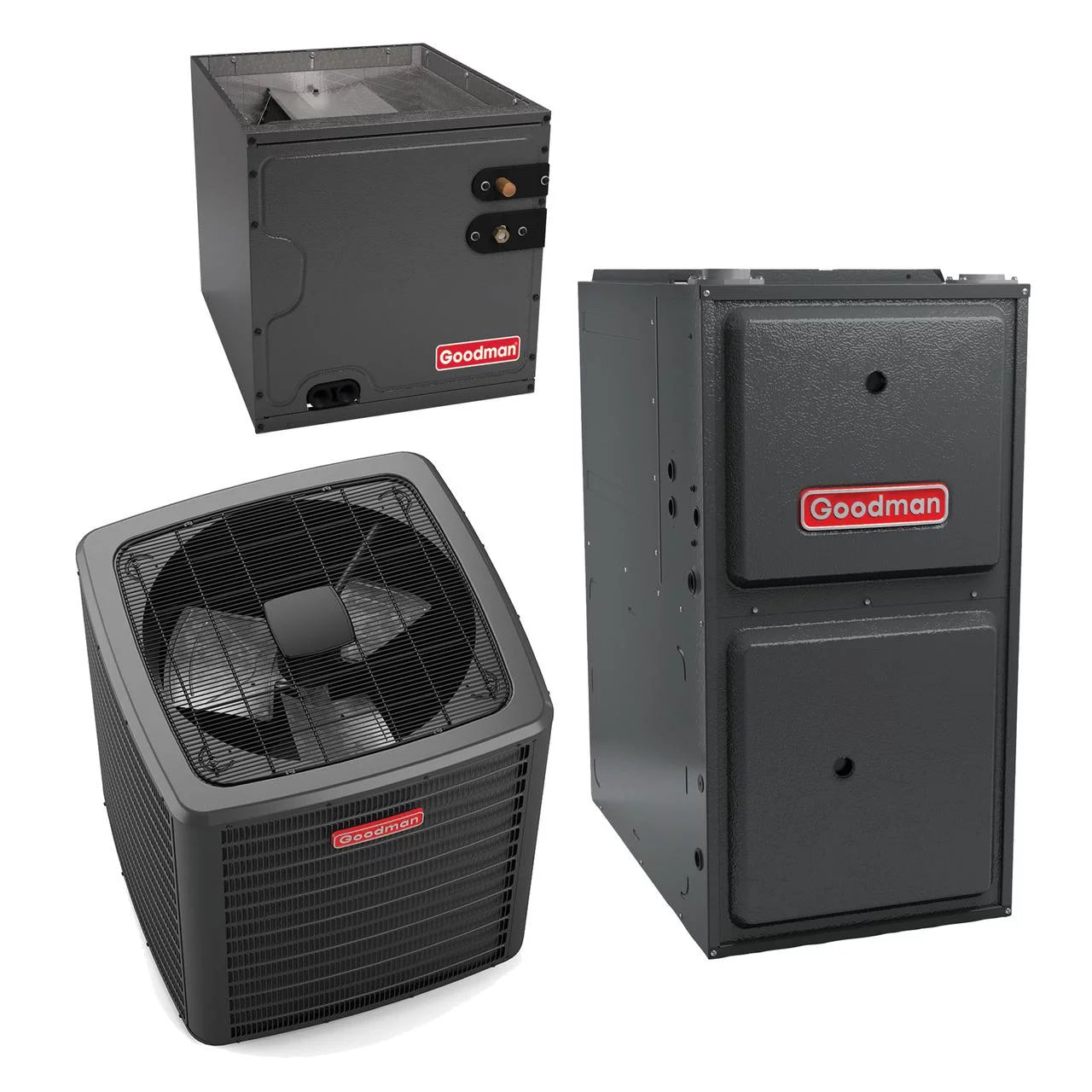 Goodman 3 Ton 15.2 SEER2 80,000 Btu 96% Afue 2-Stage Gas System (9-Speed Motor 1,200 CFM) - GSXH503610 - CAPFA4226B6 - GM9C960803BN - TX3N4