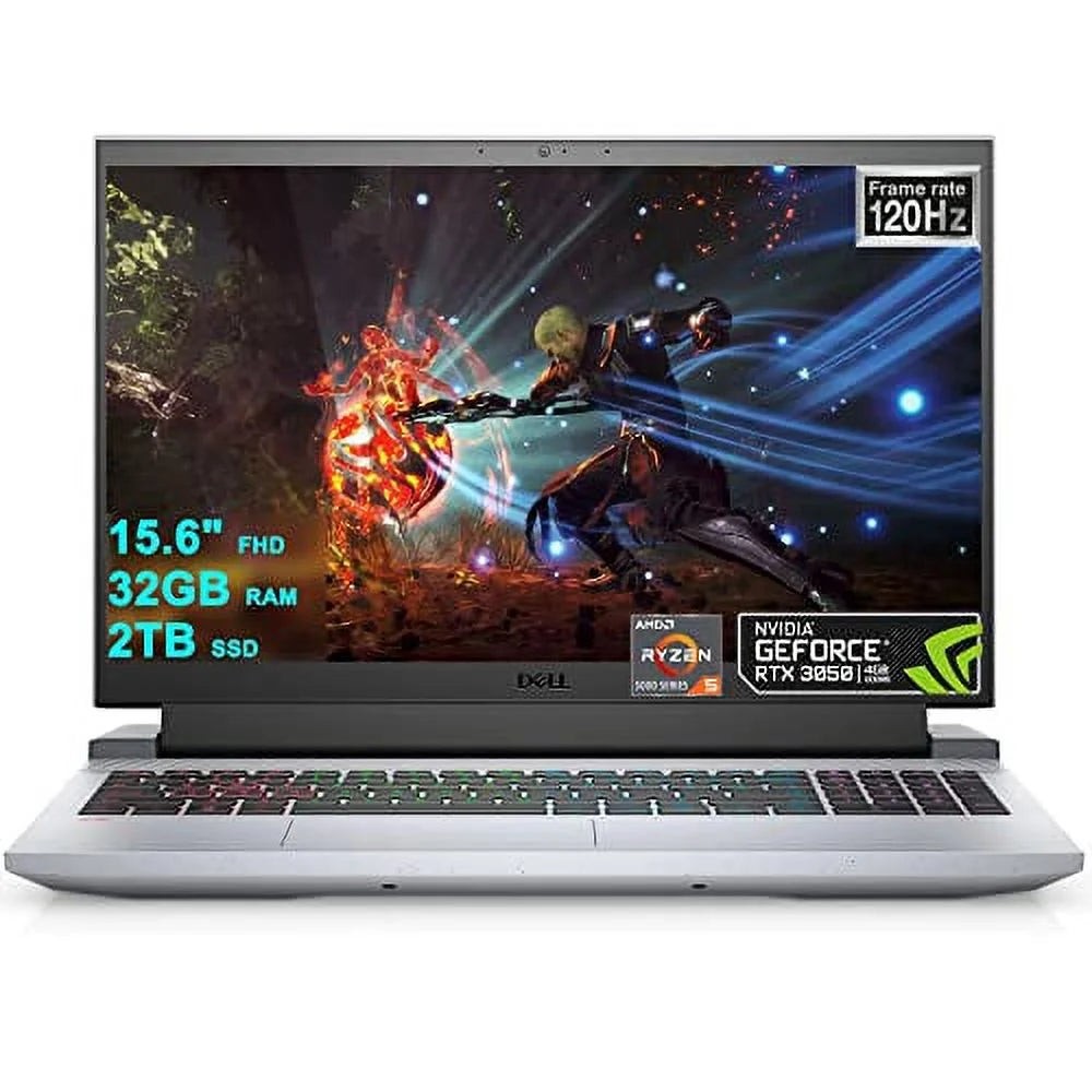 Dell G15 5000 5515 15 Ryzen Edition Gaming Laptop 15.6 FHD 120Hz Display AMD Hexa-Core Ryzen 5 5600H (Beats i7-10750H) 32GB RAM 2TB SSD GeForce RTX 3050 4GB Graphic Backlit USB-C HDMI Win10 Grey