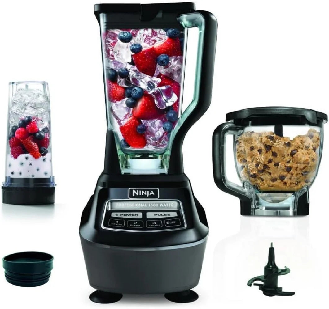 Open Box Ninja BL770AMZ Mega Kitchen System, 72 oz. Pitcher, 8-Cup Food Processor, 16 oz. Single Serve Cup, 1500-Watt, Black