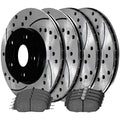 AutoShack Front and Rear Drilled Slotted Brake Rotors Black and Ceramic Pads Kit Replacement for 2005 2006 2007 2008 2009 2010 Ford Mustang 4.6L V8 RWD