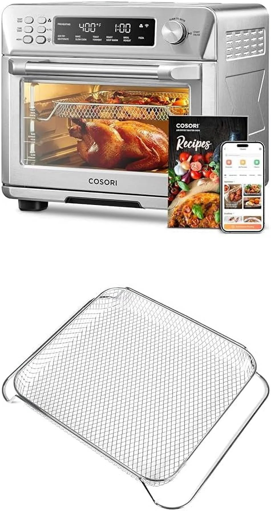 OUWI Air Fryer Toaster Oven, 12-in-1 Convection Ovens and Basket Accessories CTO-AB201-SUS