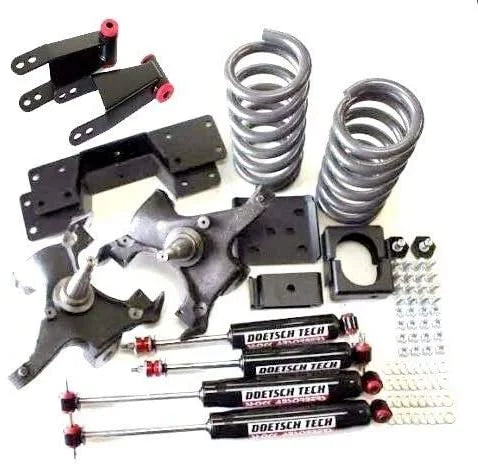 RTZ - Fits Chevy Chevrolet GMC C10 Pickup Truck 73-87 Lowering Kit 5 Front Drop Spindles & Lowering Coil Springs + 7 Rear Flipkit Kit + Doestch Tech Premium Nitro Shocks 2WD V8 Motor 1.25 ROTORS