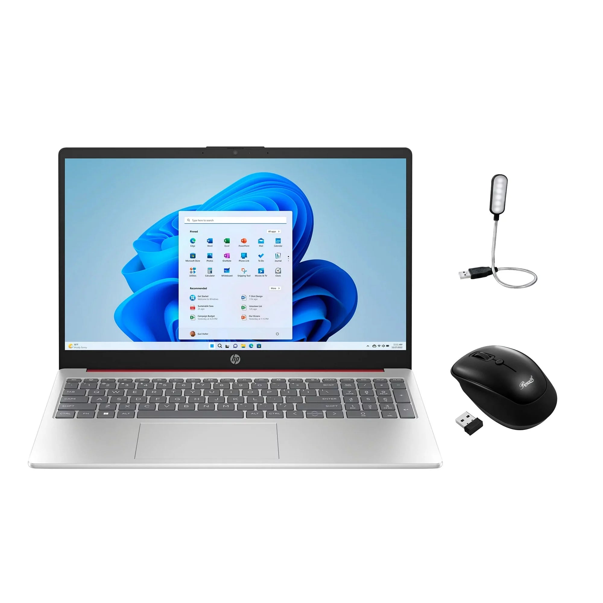 HP 15.6 HD , Intel Processor N200 (Pentium), 1.1 GHz, 8GB RAM, 128GB UFS, Numeric Keypad, Windows 11 Home, One Year Office 365 Included, Scarlet Red + Mazepoly Accessories