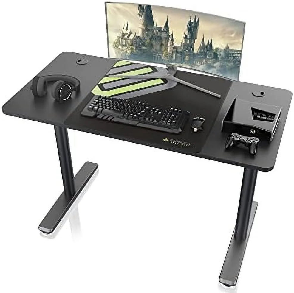 LLBIULife It's_Organized White Computer Desk 47 inch PC Laptop Computer Table Workstation with Mouse Pad Modern Study Writing Desk for Home Office Gaming/Working