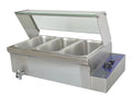 TECHTONGDA Electric Commercial Bain-marie Buffet Food Warmer Steam Table with Glass Guard 3-Pan 6 Deep Pan