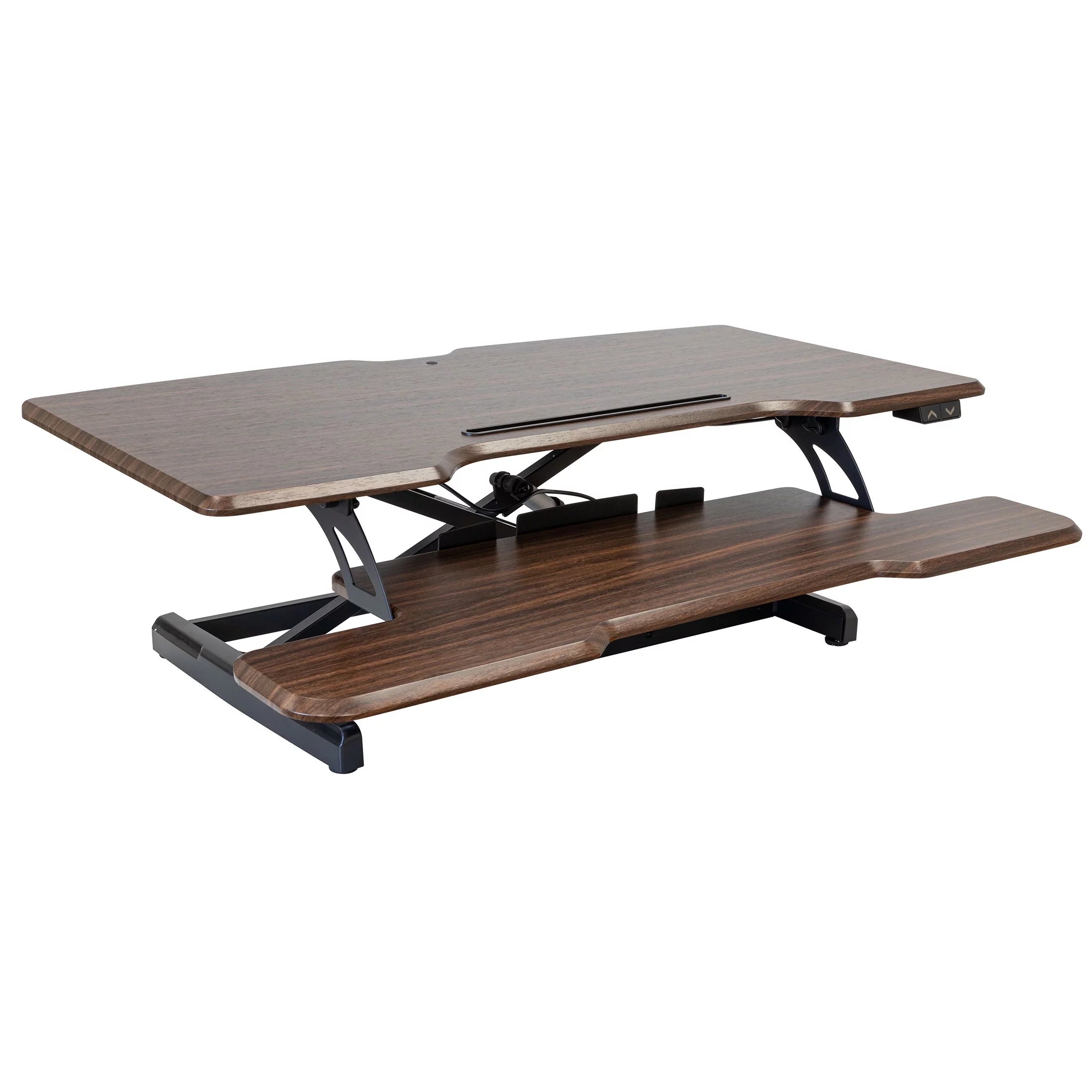 Mount-It! Electric Standing Desk Converter with 38 Desktop, Dark Walnut