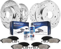 Detroit Axle - Brake Kit for 2007-2012 Nissan Sentra SE-R, Drilled and Slotted Brakes Rotors Ceramic Brake Pads Replacement Front and Rear 2008 2009 2010 2011