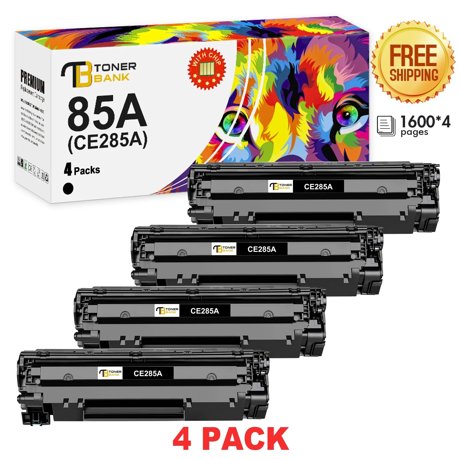 85A CE285A 4 Pack P1102w Toner Cartridge CE285D Compatible for HP 85A CE285A Toner Cartridge Black for HP Pro P1102w P1102 M1217nfw M1212nf MFP Printer Ink