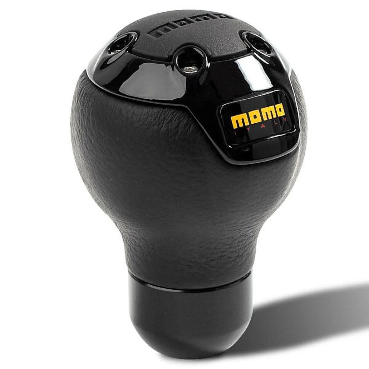 Momo Black Leather/Black Aluminum Nero Shifter Knob P/N NERBK1