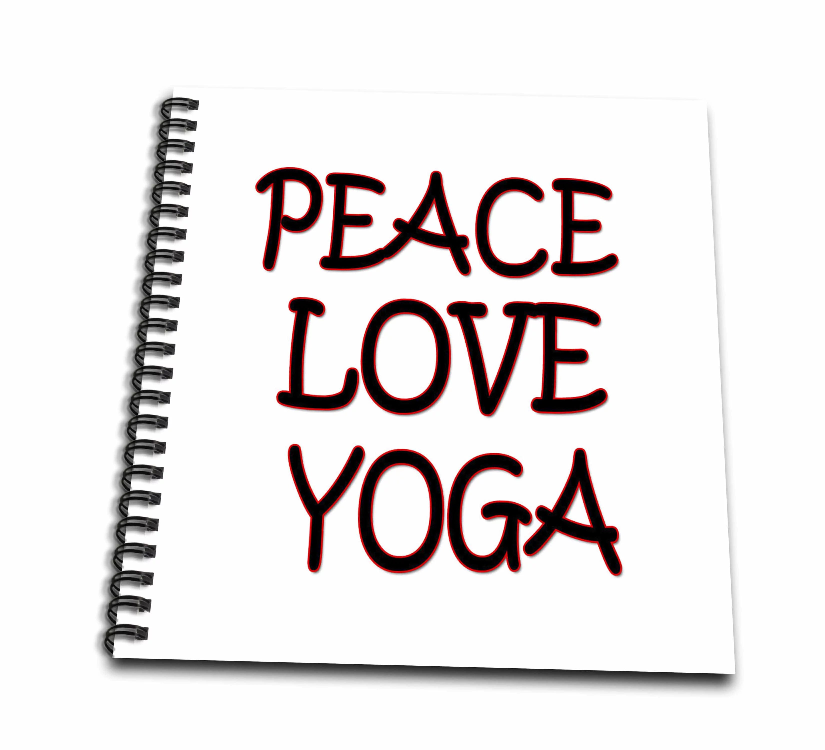3dRose Peace. Love. Yoga. Gym. Fitness club. Sport. Exercise. - Drawing Book, 8 by 8-inch