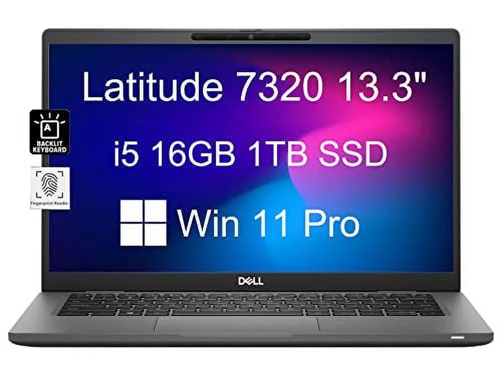 Dell Latitude 7320 7000 (2023) 13.3 FHD (Intel Core i5-1145G7 vPro, 16GB RAM, 1TB SSD) Business Laptop, 13-hr Battery Life, Backlit, Thunderbolt 4, Wi-Fi 6, 1080P IR Webcam, Carbon Fiber, Win 11 Pro