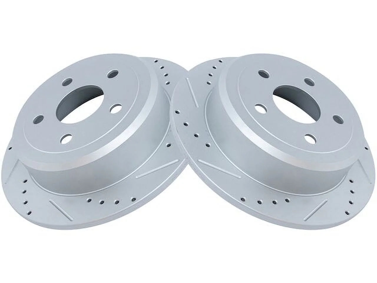 Rear Cross Drilled and Slotted Brake Rotors - Set of 2 - Compatible with 2007 - 2017 Jeep Wrangler 2008 2009 2010 2011 2012 2013 2014 2015 2016