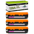 greencycle Compatible Toner Cartridge Replacement for HP 128A CE323A to use in LaserJet Pro CM1415fn CM1415fnw CP1525nw Color MFP Series Printer - 3 Pack CE323A, Magenta