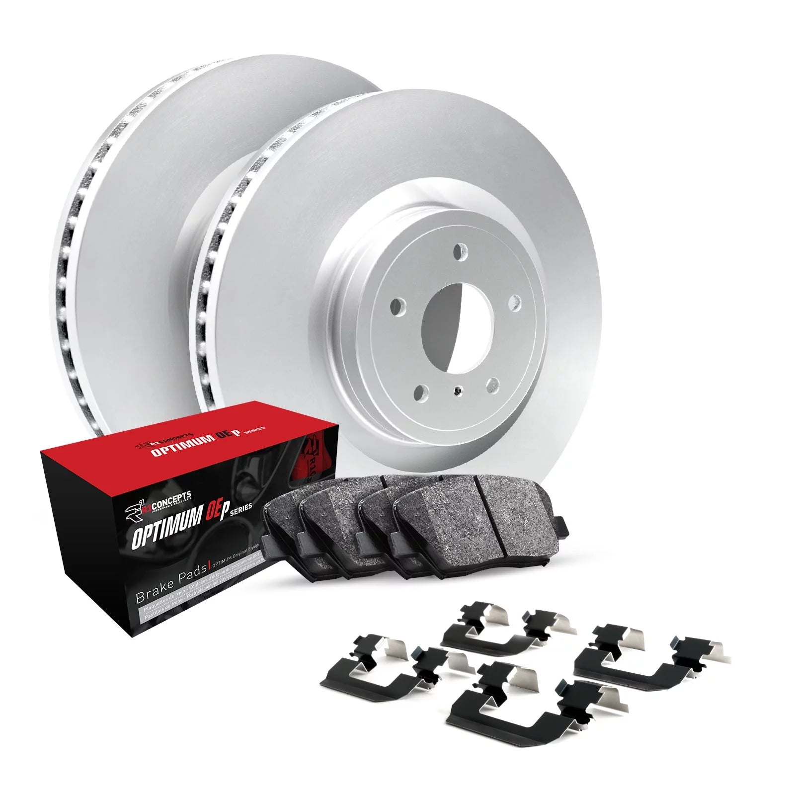 R1 Concepts Rear Brakes and Rotors Kit |Rear Brake Pads| Brake Rotors and Pads| Optimum OEp Brake Pads and Rotors |Hardware Kit WJUH1-74045