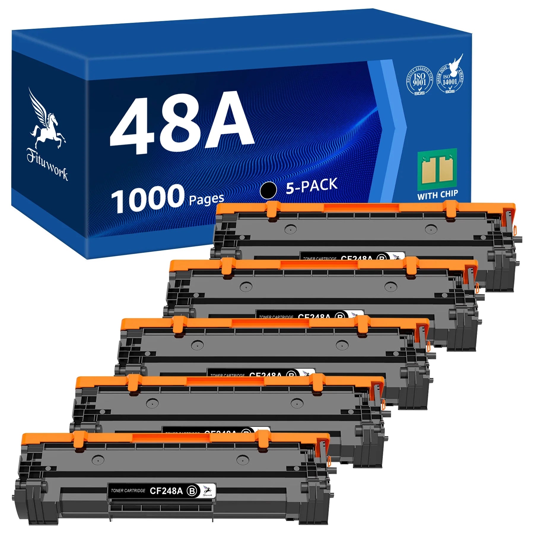 48A Toner Cartridge Replacement for HP 48A CF248A Toner Cartridge Black Ink for use in HP Pro M15w M15a M16w M16a MFP M29w M29a M28w M28a Printer, 5 Pack
