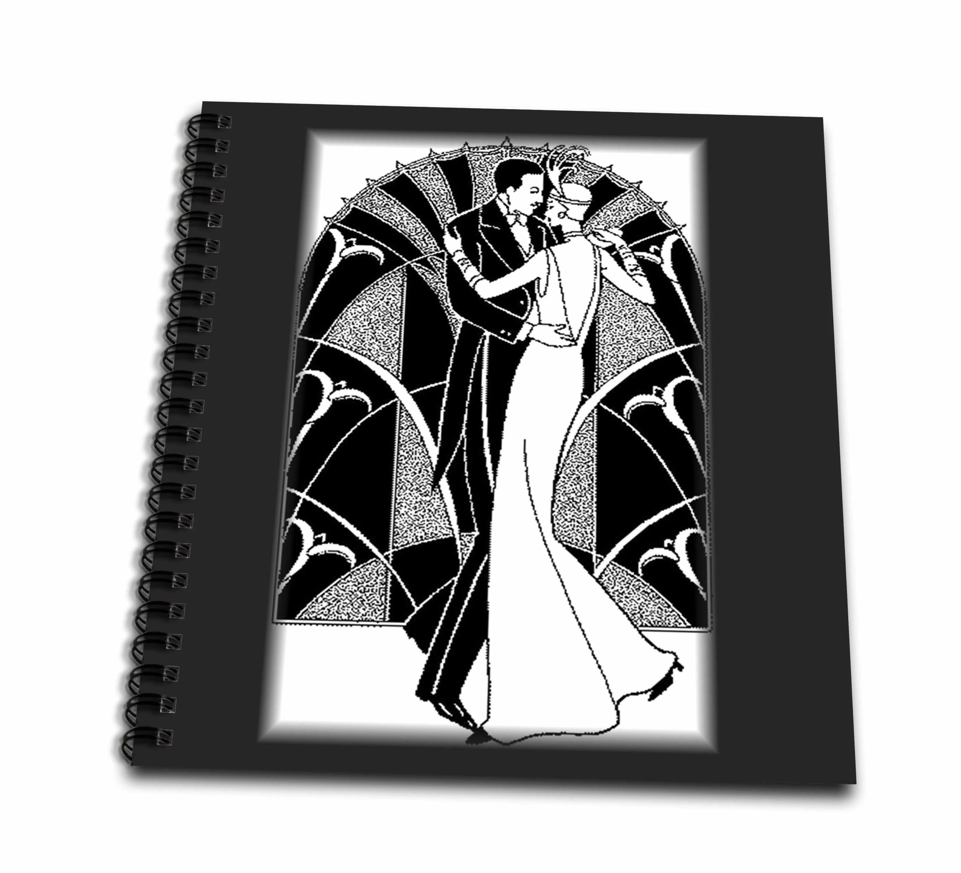 3dRose Art Deco Dancing Couple - Drawing Book, 8 by 8-inch