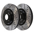 AutoShack Front Drilled Slotted Brake Rotors Black Pair of 2 Driver and Passenger Side Replacement for 2009-2015 Honda Pilot 2007-2013 Acura MDX 2010-2013 ZDX 2014-2020 RLX 3.5L 3.7L AWD FWD PR41470LR