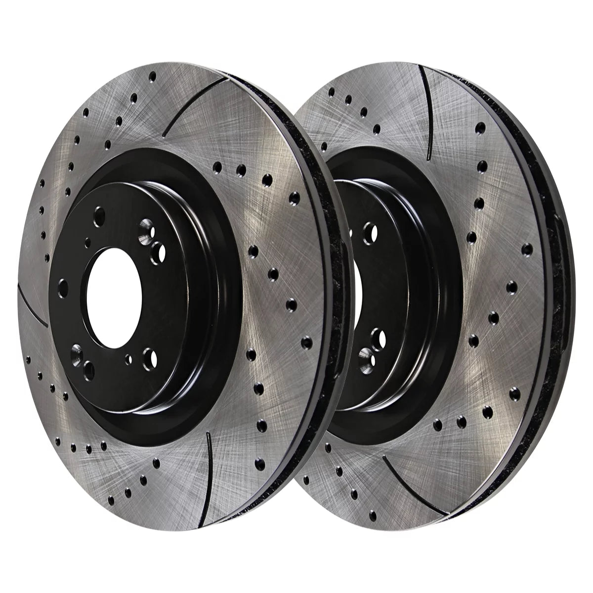 AutoShack Front Drilled Slotted Brake Rotors Black Pair of 2 Driver and Passenger Side Replacement for 2009-2015 Honda Pilot 2007-2013 Acura MDX 2010-2013 ZDX 2014-2020 RLX 3.5L 3.7L AWD FWD PR41470LR