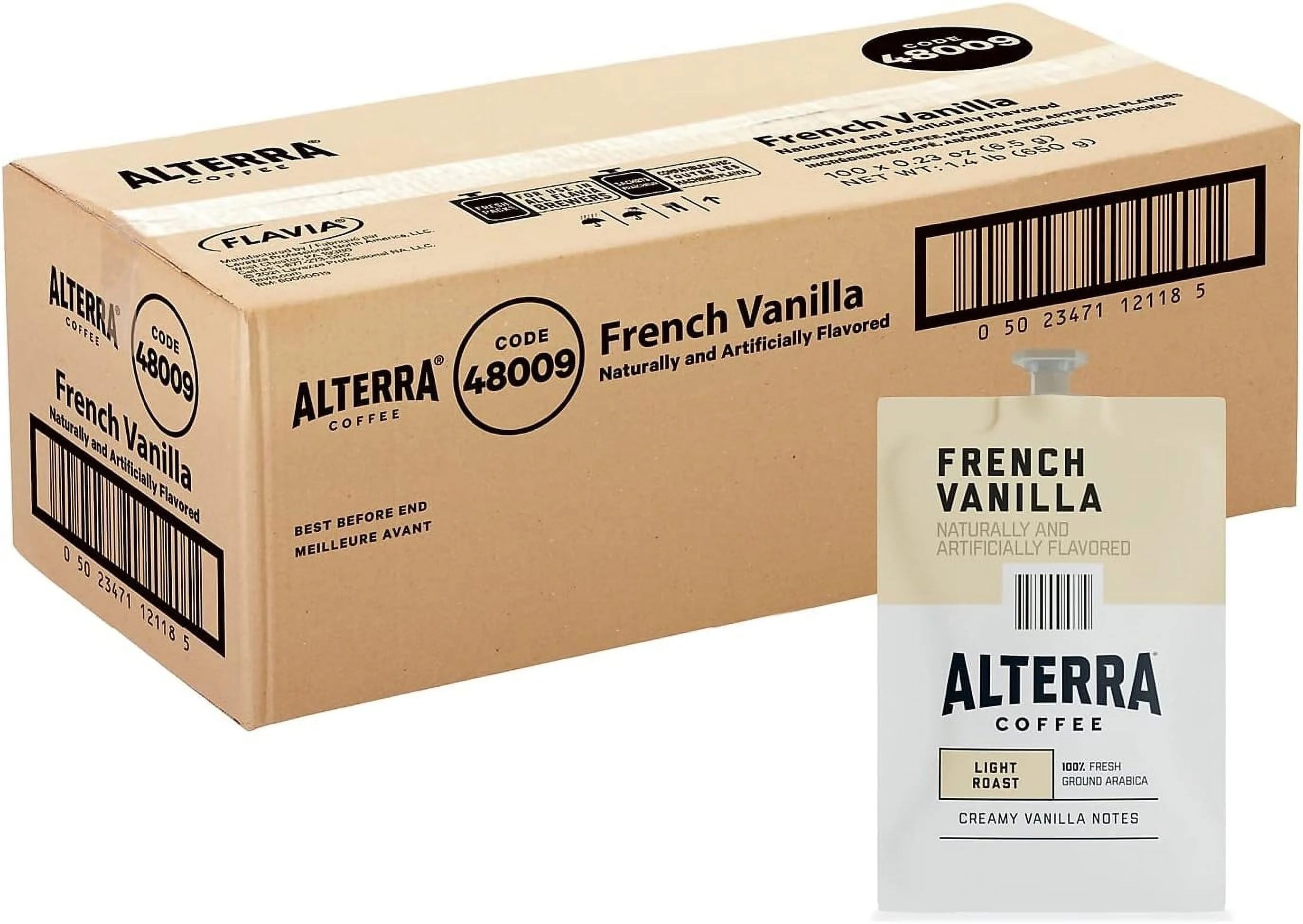 Alterra A183 Alterra Coffee Freshpacks, French Vanilla, 100/CT, Black