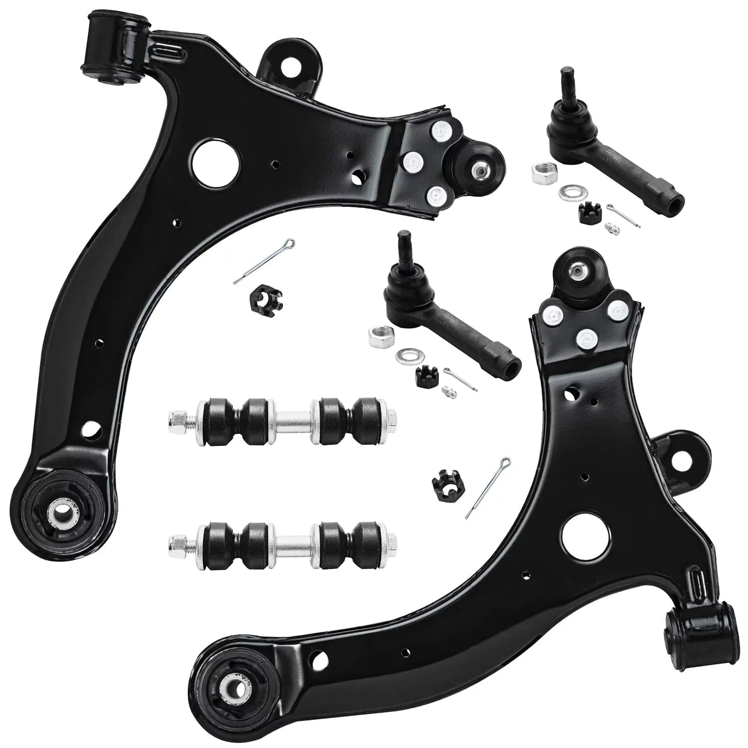 Detroit Axle - 6pc Front End Control Arms Kit for Chevy Venture Impala Monte Carlo Pontiac Grand Prix Montana Trans Sport Olds Silhouette, Lower Control Arms Outer Tie Rods Sway Bars Replacement