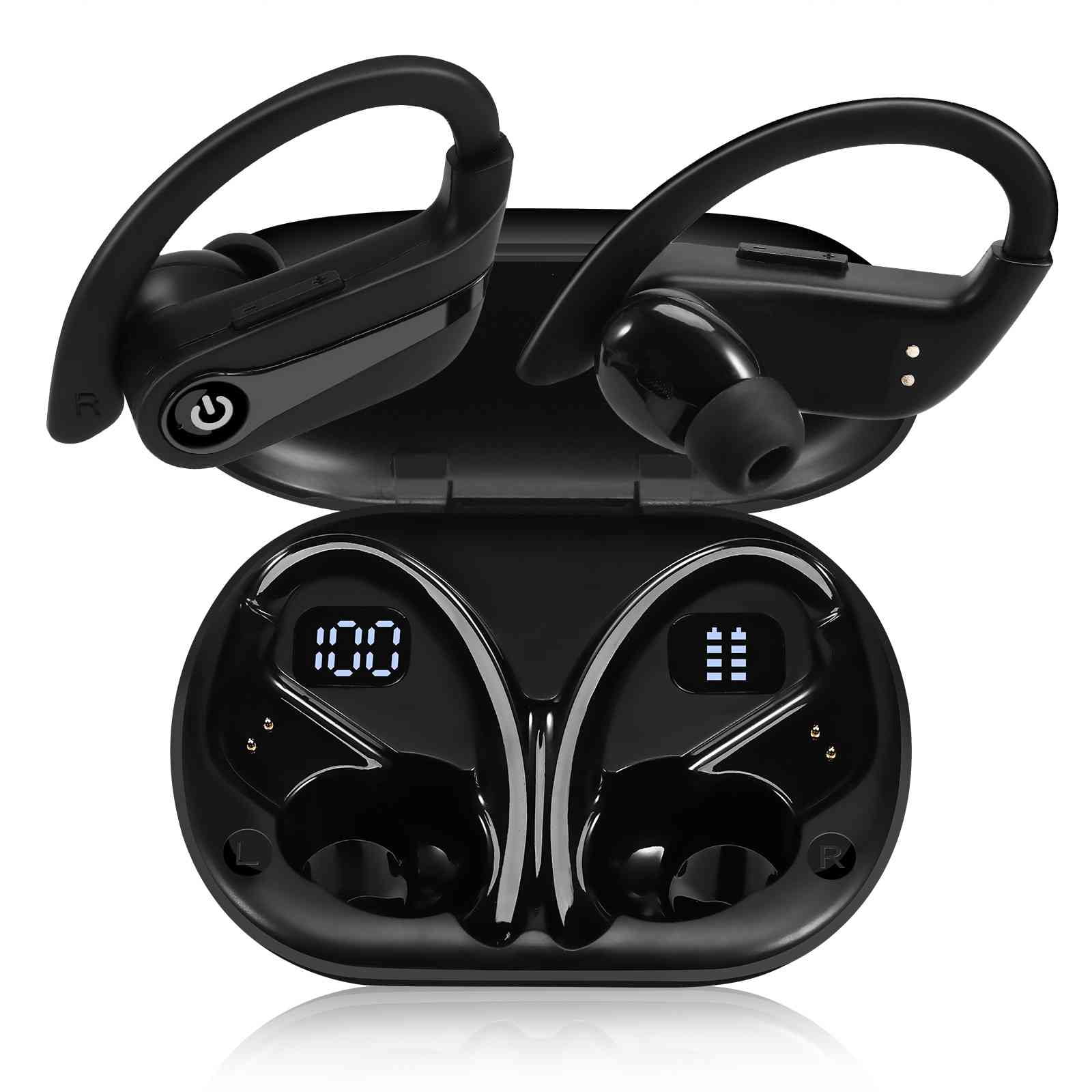 UrbanX over the ear headphones wireless Bluetooth with Earhooks Built-in Mic, 200H Playtime, Immersive Sound, Quick-Pair, Secure Fit, IPX7 Waterproof, Compatible With Allview P10 Life - Black