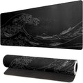 IZEYNO Japanese Sea Wave Large Mouse Pad, Gaming Keyboard Mat, Non-Slip Rubber Base Mice Pad - Black Wave of Kanagawa